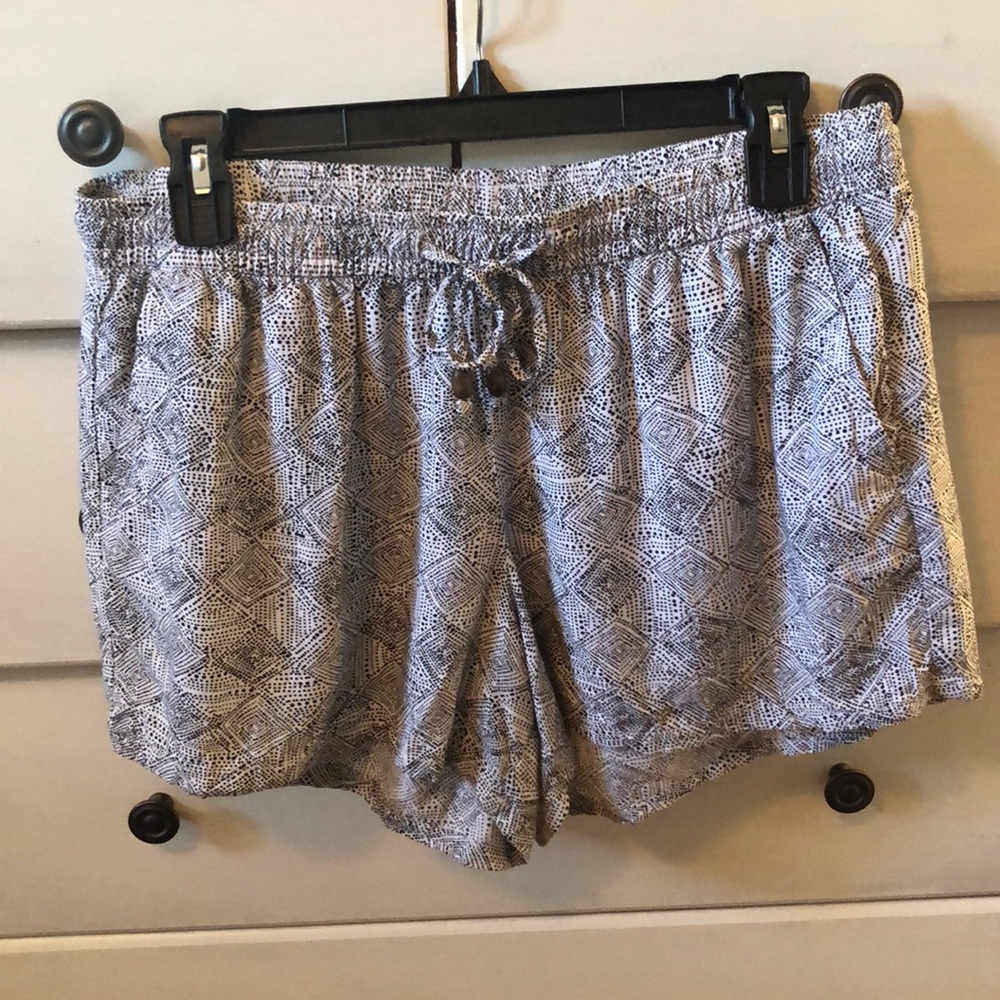 White and black patterned shorts